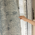 Blackout Shading Cotton Linen Printed Window Curtain Sheer